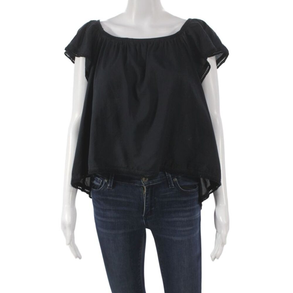McGuire Womens Black Off Shoulder Boho Cotton Tunic Short Sleeve Size S